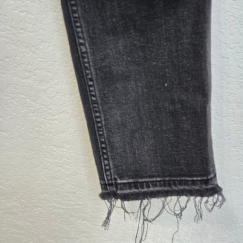 GAP‎ Cigarette High Rise Jeans Black Denim Raw Hem Size 32 Tall - Picture 2 of 5